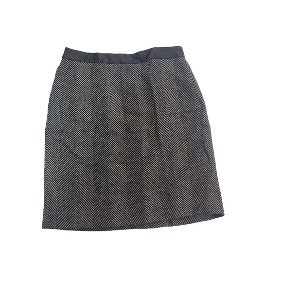 Banana Republic Black Wool Chevron Mini Skirt sz 0 Boho Y2K Neutral Professional - Picture 1 of 7